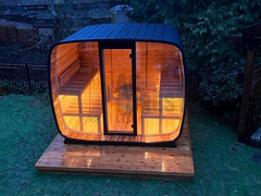 Panoramic Glass Cedar Barrel Sauna 8 FT