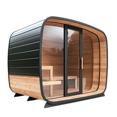 Panoramic Glass Cedar Barrel Sauna 8 FT