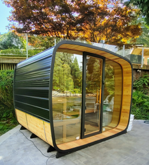Panoramic Glass Cedar Barrel Sauna 8 FT
