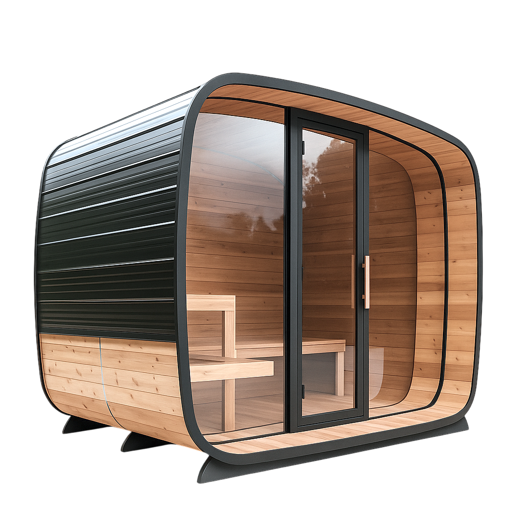 Panoramic Glass Cedar Barrel Sauna 8 FT